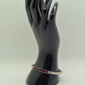 Red Garnet Bangle Bracelet in Stainless Steel NWOT‎